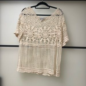World Market crocheted top cotton cream top